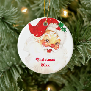  Retro Jolly Old Santa Claus Kerstmis Keramisch Ornament