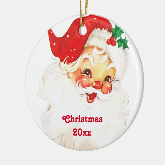 Retro Jolly Old Santa Claus Kerstmis Keramisch Ornament (Links)