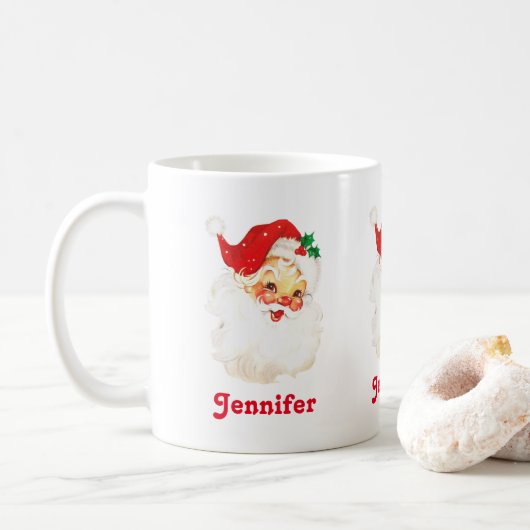 Retro Jolly Old Santa Claus Kerstmis Koffiemok (Met donut)