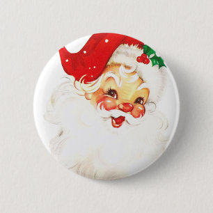 Retro Jolly Old Santa Claus Kerstmis Ronde Button 5,7 Cm