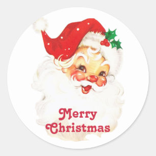 Retro Jolly Old Santa Claus Kerstmis Ronde Sticker