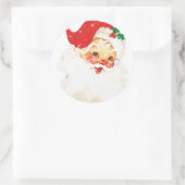 Retro Jolly Old Santa Claus Kerstmis Ronde Sticker (Tas)