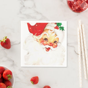 Retro Jolly Old Santa Claus Kerstmis Servet