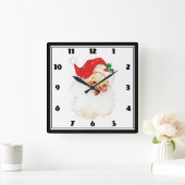 Retro Jolly Old Santa Claus Kerstmis Vierkante Klok (Huis)