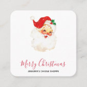 Retro Jolly Old Santa Claus Kerstmis Vierkante Visitekaartje (Voorkant)