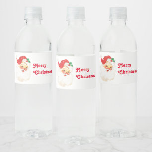  Retro Jolly Old Santa Claus Kerstmis Waterfles Etiket