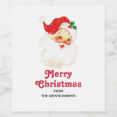  Retro Jolly Old Santa Claus Kerstmis Wijn Etiket (Enkel label)