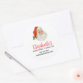 Retro  Jolly Santa Claus KerstBiz Ronde Sticker (Envelop)