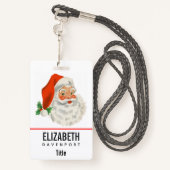 Retro  Jolly Santa Claus Kerstmis Badge (Achterkant met draagriem)