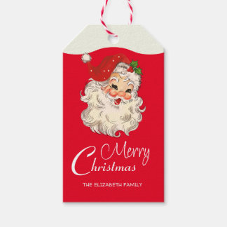  Retro Jolly Santa Claus Kerstmis Cadeaulabel