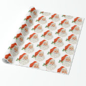 Retro  Jolly Santa Claus Kerstmis Cadeaupapier (Uitgerold)