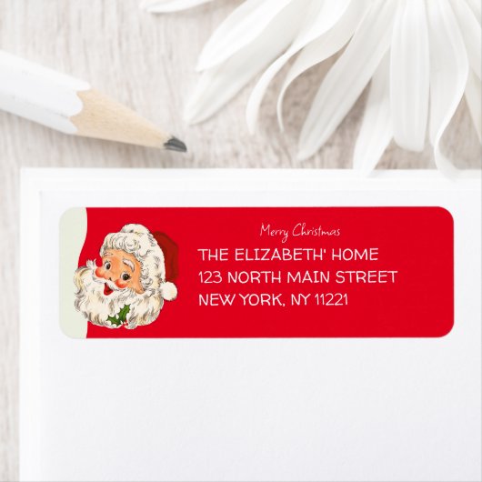  Retro Jolly Santa Claus Kerstmis Etiket (Insitu)
