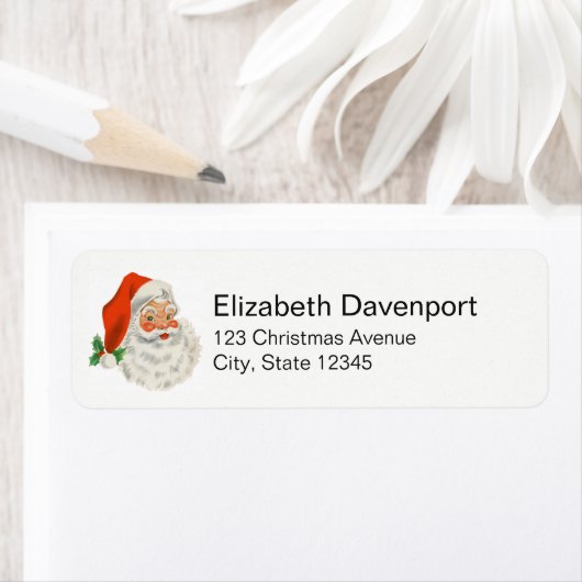 Retro Jolly Santa Claus Kerstmis Etiket (Insitu)