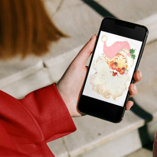 Retro Jolly Santa Claus Kerstmis Feestdagen Kaart