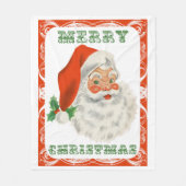Retro Jolly Santa Claus Kerstmis Fleece Deken (Voorkant)