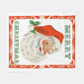 Retro Jolly Santa Claus Kerstmis Fleece Deken (Voorkant (Horizontaal))