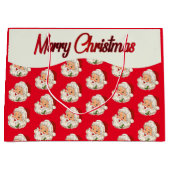 Retro Jolly Santa Claus Kerstmis Groot Cadeauzakje (Voorkant)