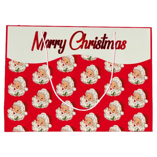 Retro Jolly Santa Claus Kerstmis Groot Cadeauzakje (Achterkant)