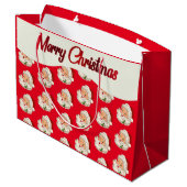 Retro Jolly Santa Claus Kerstmis Groot Cadeauzakje (Achterkant Gekanteld)