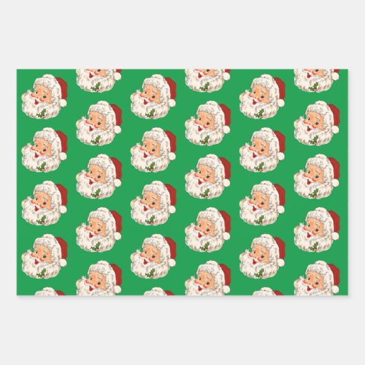 Retro Jolly Santa Claus Kerstmis Inpakpapier Vel (Voorkant 2)