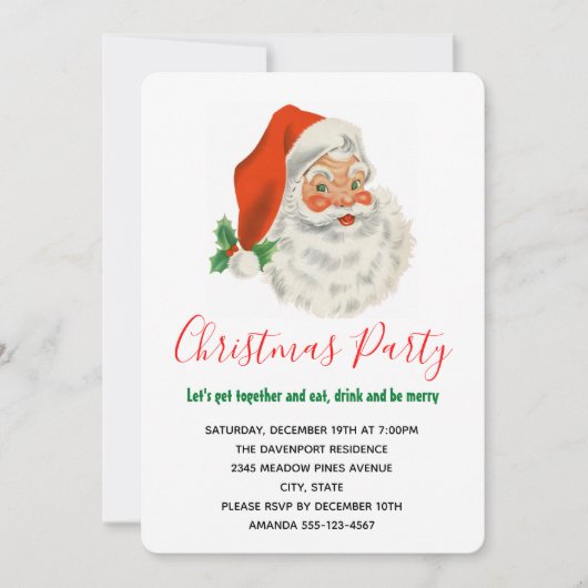 Retro Jolly Santa Claus Kerstmis Kaart (Voorkant)