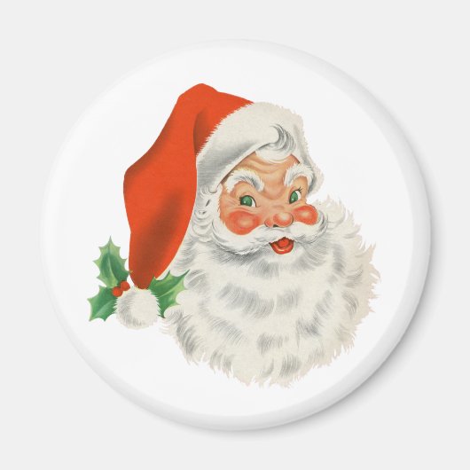 Retro  Jolly Santa Claus Kerstmis Magneet (Voorkant)