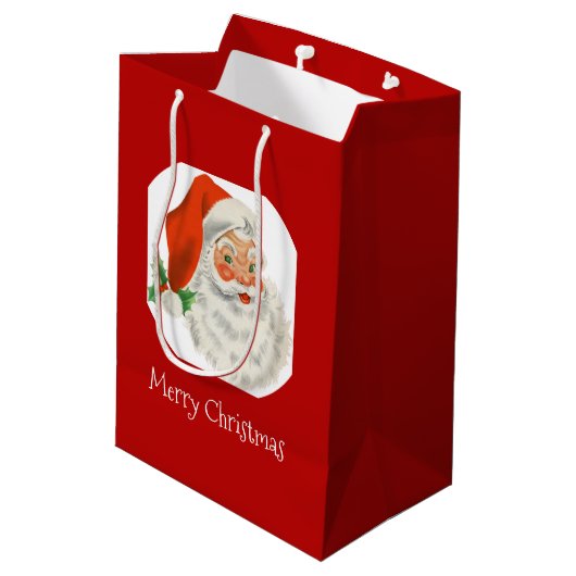 Retro Jolly Santa Claus Kerstmis Medium Cadeauzakje (Achterkant Gekanteld)