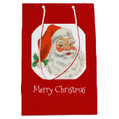 Retro Jolly Santa Claus Kerstmis Medium Cadeauzakje (Voorkant)