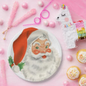 Retro  Jolly Santa Claus Kerstmis Papieren Bordje (Feest)