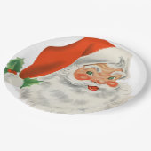 Retro  Jolly Santa Claus Kerstmis Papieren Bordje (Gekanteld)
