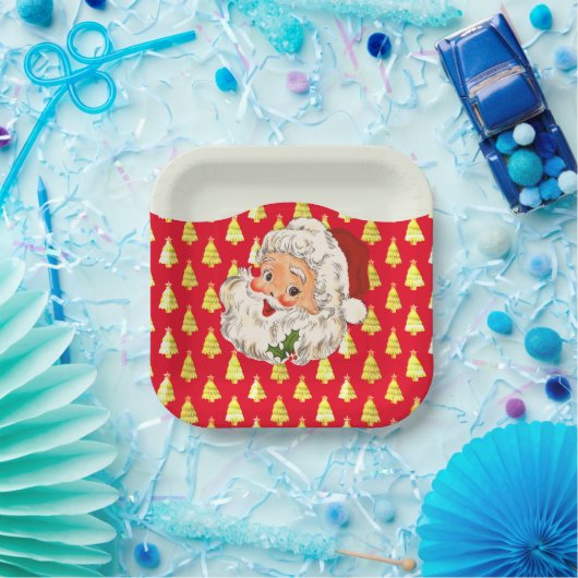  Retro Jolly Santa Claus Kerstmis Papieren Bordje (Feest)