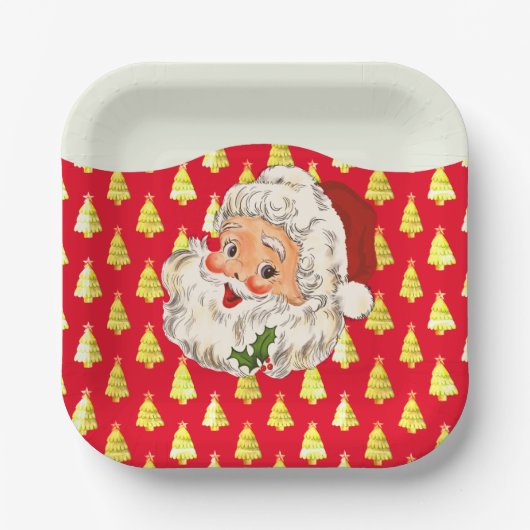  Retro Jolly Santa Claus Kerstmis Papieren Bordje (Voorkant)