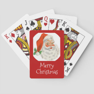 Retro  Jolly Santa Claus Kerstmis Pokerkaarten