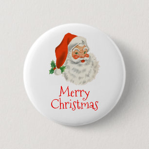 Retro  Jolly Santa Claus Kerstmis Ronde Button 5,7 Cm