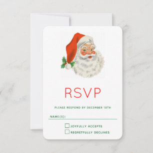 Retro Jolly Santa Claus Kerstmis RSVP Kaartje