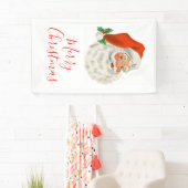 Retro Jolly Santa Claus Kerstmis Spandoek (Insitu)