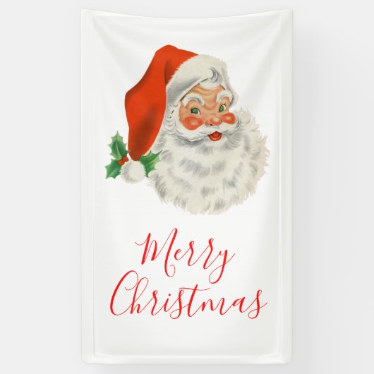 Retro Jolly Santa Claus Kerstmis Spandoek (Verticaal)