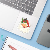  Retro Jolly Santa Claus Kerstmis Sticker (Laptop met iPhone)