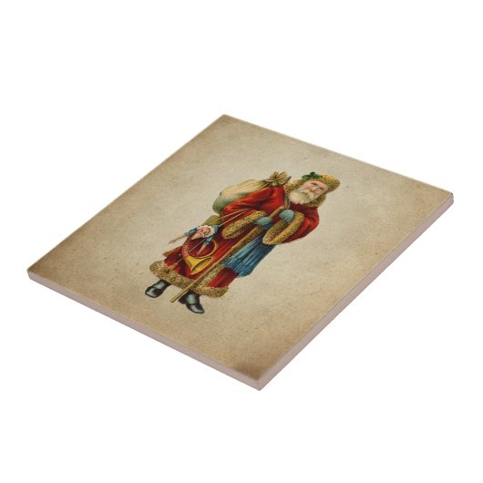 Retro Jolly Santa Claus Kerstmis Tegeltje (Zijkant)