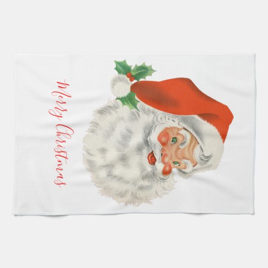 Retro  Jolly Santa Claus Kerstmis Theedoek (Horizontaal)