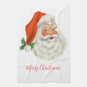 Retro  Jolly Santa Claus Kerstmis Theedoek