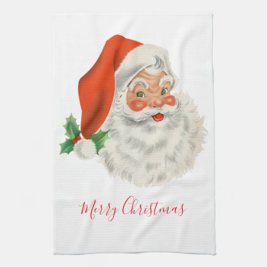 Retro  Jolly Santa Claus Kerstmis Theedoek (Verticaal)