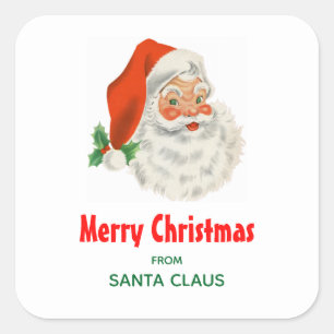 Retro  Jolly Santa Claus Kerstmis Vierkante Sticker