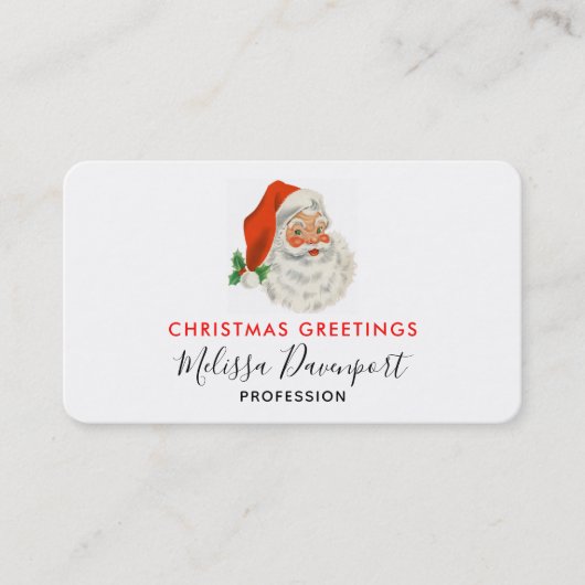 Retro  Jolly Santa Claus Kerstmis Visitekaartje (Voorkant)
