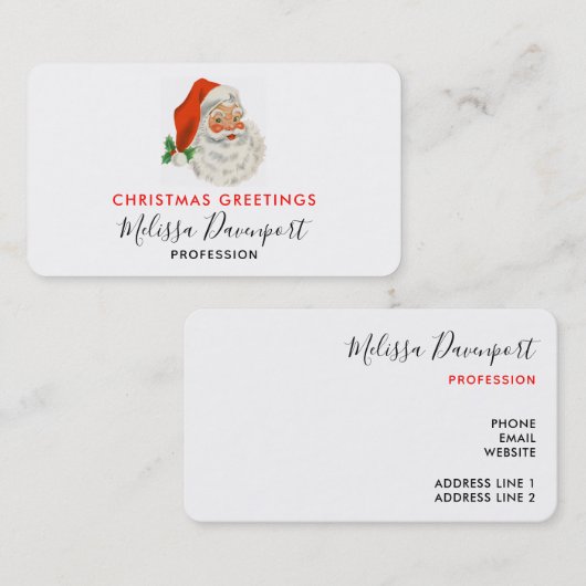 Retro  Jolly Santa Claus Kerstmis Visitekaartje (Voorkant / Achterkant)