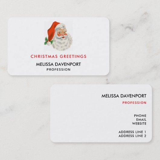 Retro  Jolly Santa Claus Kerstmis Visitekaartje (Voorkant / Achterkant)