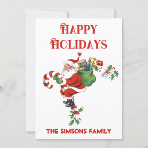 Retro Jolly Santa Vrolijk Kerstfeest Feestdagenkaart