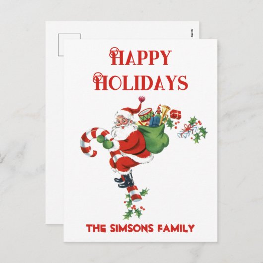 Retro Jolly Santa Vrolijk Kerstfeest Feestdagenkaart (Voorkant / Achterkant)