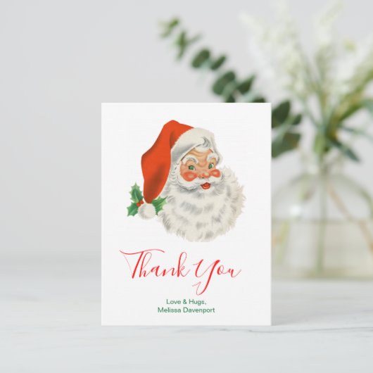 Retro  Jolly Sinterklaas Dank u Briefkaart (Staand voorkant)