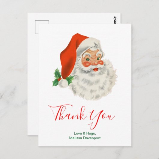 Retro  Jolly Sinterklaas Dank u Briefkaart (Voorkant / Achterkant)